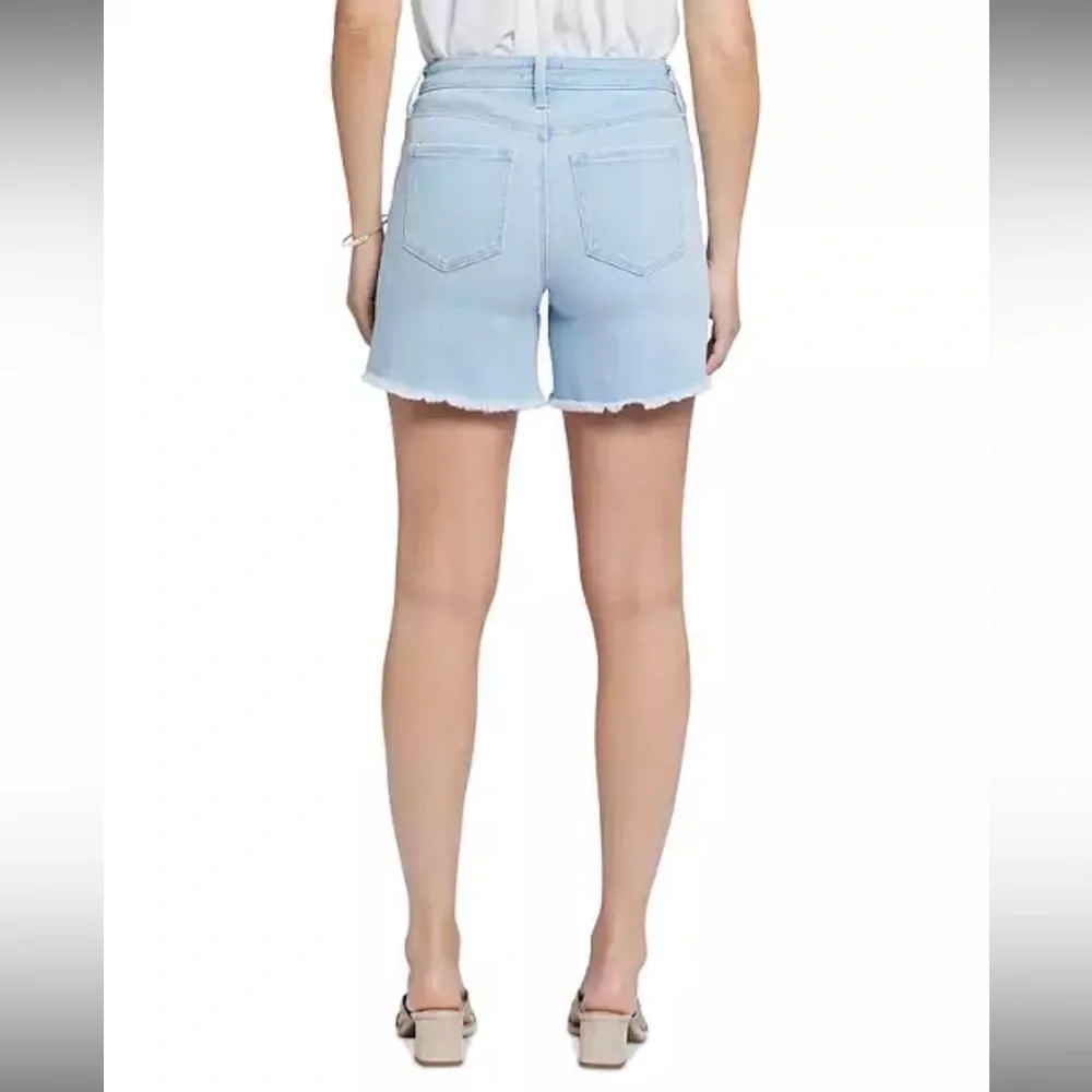 NYDJ High Rise Frayed Hem Blue Denim Shorts size 14p